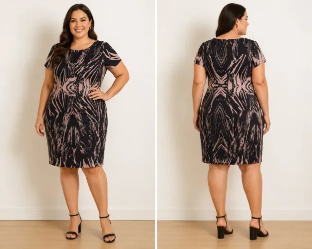 Vestido em linho com manga tamanho 42