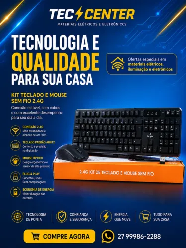 KIt Teclado e Mouse Sem Fio 2.4G Lehmox