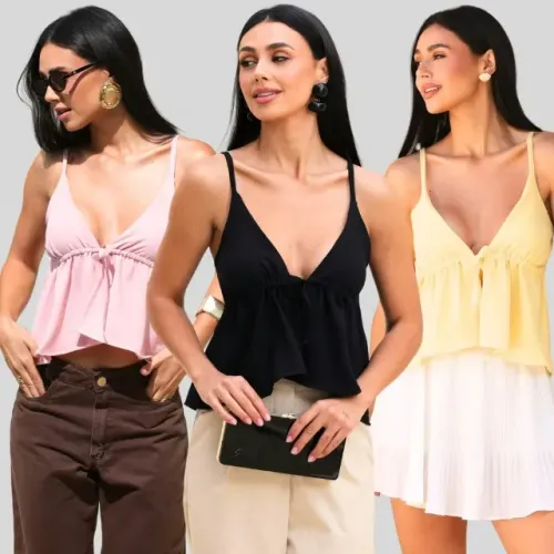 Blusa feminina alcinha decote