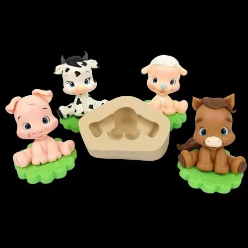 Molde de Silicone para Biscuit Cabeça e Corpo de Bichinhos M (Simone Moldes)