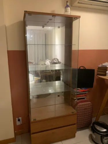 Cristaleira Vidro MDF 2 Gavetas e LED