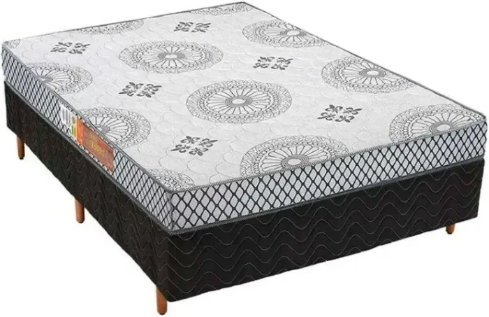 Cama Box Casal Preto com Colchão - Completa e Entrega Rápida