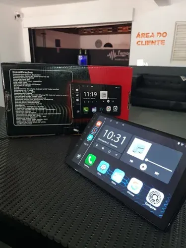 Central multimídia Android com Carplay e Android auto. Tela de 9 polegadas 