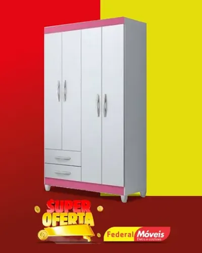 Guarda Roupa 4 Portas 2 Gavetas Super Lindo Fazemos Entrega