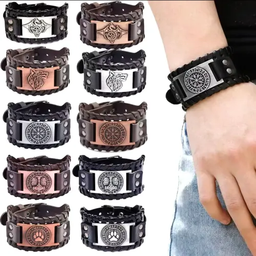 Bracelete de couro viking .
