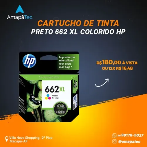 Cartucho de Tinta HP 662XL Colorido Original