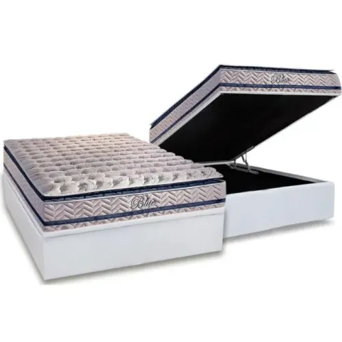 Colchão Casal Blue + Base Box Baú - Paropas e Biostar