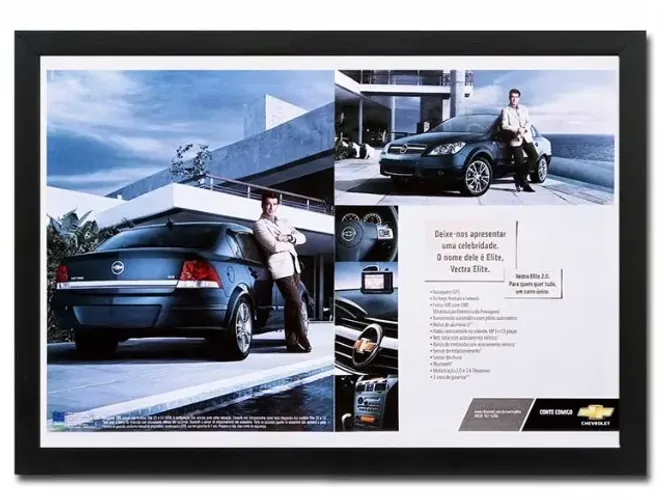Chevrolet Vectra 2007, 2010, 2011 - Quadro decorativo com propaganda original de revista
