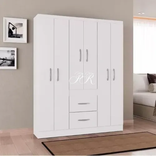 Guarda Roupa Casal Milão 6 Portas Branco Brilho Poquema