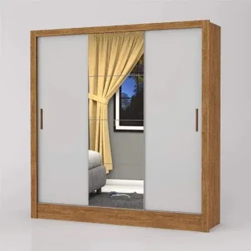 Roupeiro Casal 03 Portas 03 Gavetas Com Espelho rf53