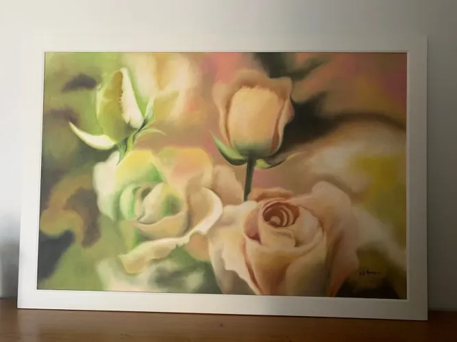Quadro decorativo óleo sobre tela - tema Rosas