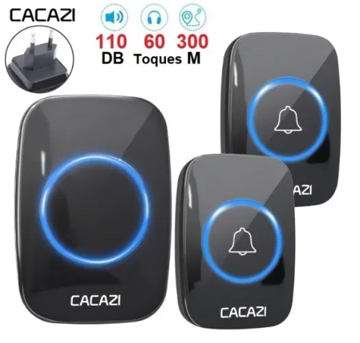 Campainha Cacazi A10 Sem Fio 300m 1 Receptor & 2 Botões