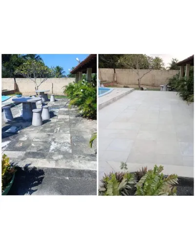 Restauração em piso de pedra cariri