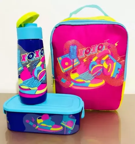 Kit Lanche Bolsa Térmica + Garrafa + Porta Marmita