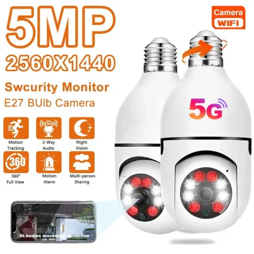 Camera wifi lampada 360 5G filmadora Wi-Fi  - Segurança e Monitoramento 