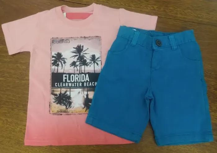 Camiseta Para Meninos Com Short