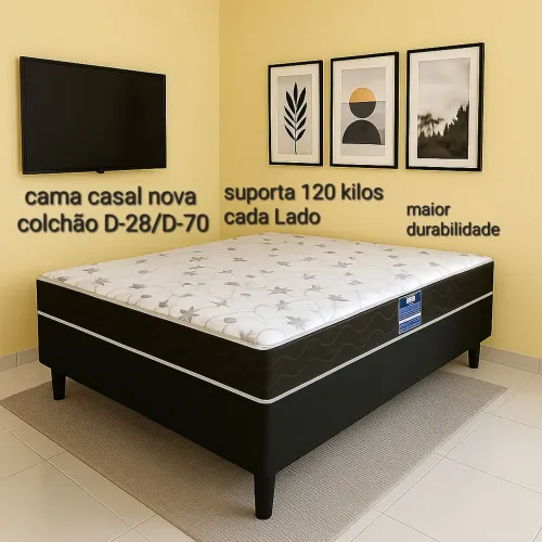 Cama casal colchão D-28 novo alta durabilidade promoção 