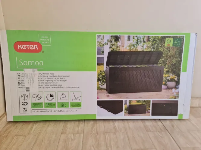 Baú Organizador Samoa Plástico Multiuso 270L Marrom Escuro Keter