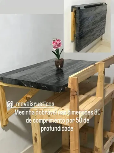Vendo conjunto mesa dobrável c/ banquetas