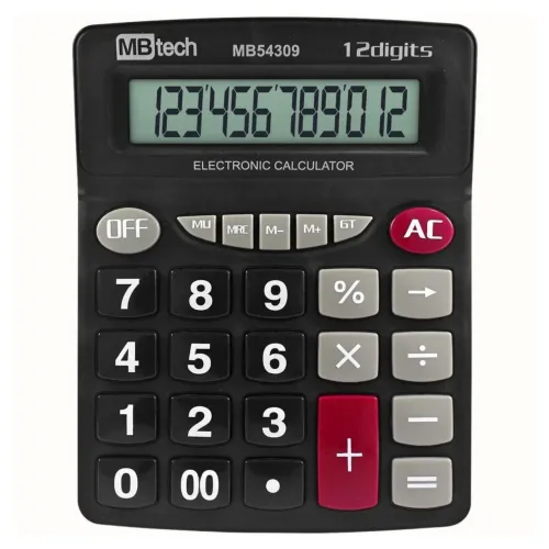 Calculadora Eletrônica Grande 12 Dígitos com Desligamento Automático - Mbtech 