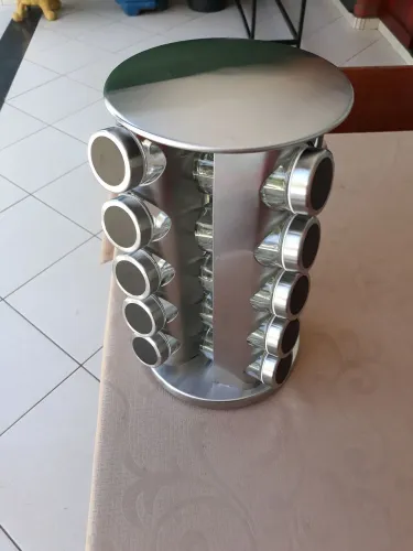 Porta temperos em inox giratório 20 vidros