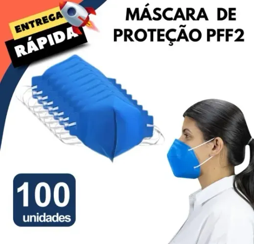 100 Mascaras de Proteção EPI Respiratória Pff2 Azul