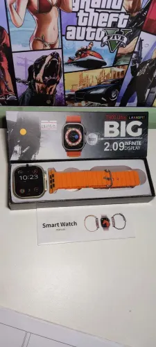 Smartwatch T900 Ultra com Tela Infinita (temos; rosa, laranja e cinza)