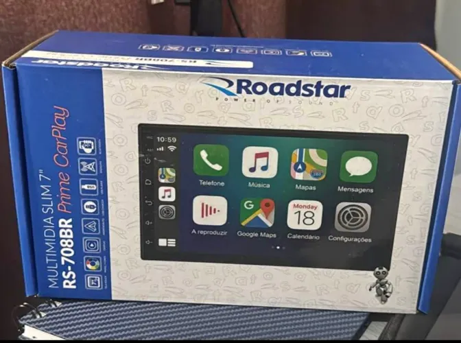 Central Multimidia 7 Polegadas Roadstar apple car play e android auto 