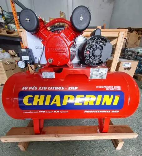Compressor 110 Litros Motor 2hp e 140psi 10 pes profissional - Chiaperini(Loja)