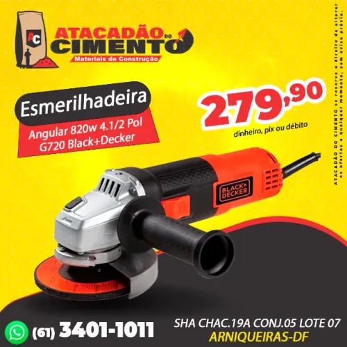 Esmerilhadeira Angular 820w 4.1/2 Pol G720 Black+Decker