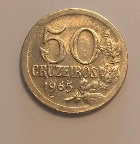Moeda 50 Cruzeiros 1965 com cunho duplicado.