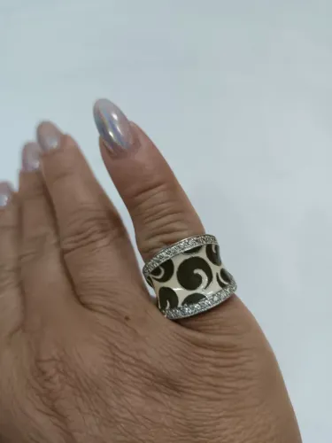 Anel esmaltado prata 925