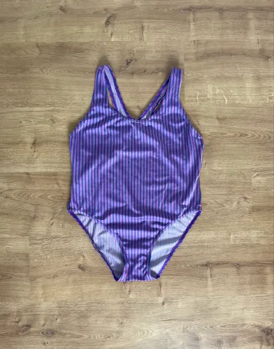Maiô tam 44 roxo com listras azul e verde