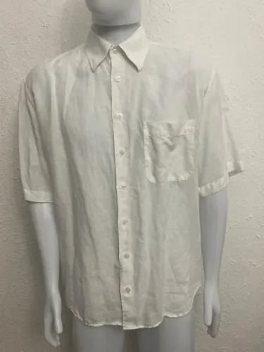 Camisa Casual Tamanho 4 Branco 100 % Linho Ótimo Estado