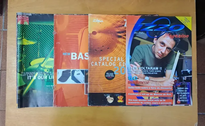 Lote com 4 Revistas de Bateria - Zildjian, Izzo e New Bass