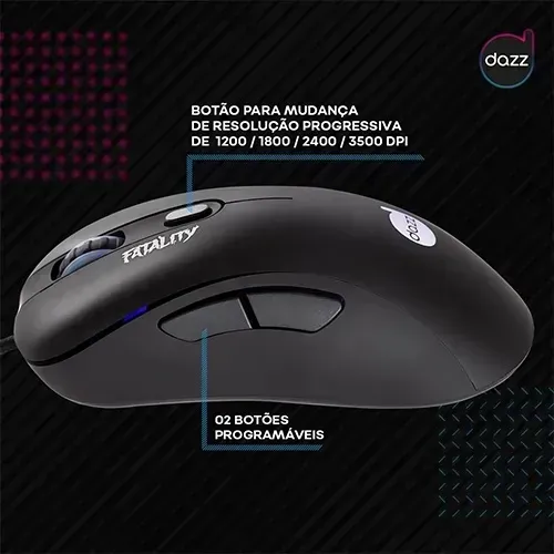 Mouse Dazz Gamer Fatality 3500 DPI USB 2.0 Sensor Avago 3050
