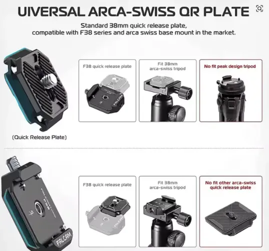 Ulanzi FALCAM F38 Universal DSLR Camera Gimbal Arca Swiss Placa de liberação rápida