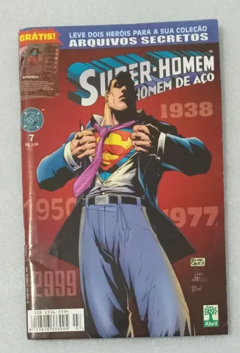 Super Homem O homem de aço n° 7 Abril - com os cards arquivos secretos
