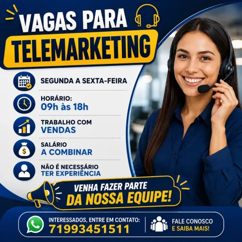 Vagas para telemarketing