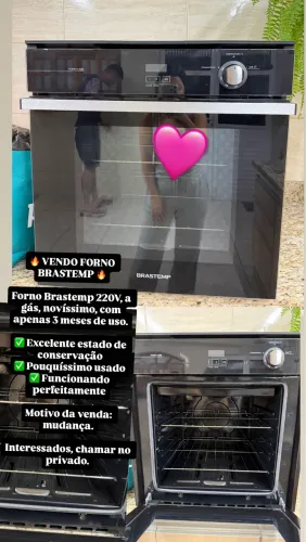 Vende-se forno Brastemp a gás 220V, usado apenas 3 meses. 