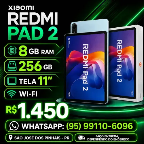 ? REDMI PAD 2 256GB ? 8GB RAM + TELA 11" | NOVO