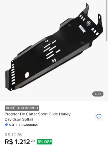 Protetor do cárter moto Harley Davidson softail