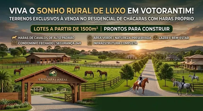 Terreno em condomínio fechado 1500m² com haras próprio próximo da represa
