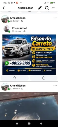 Faço carreto pequenas mudanças e itens