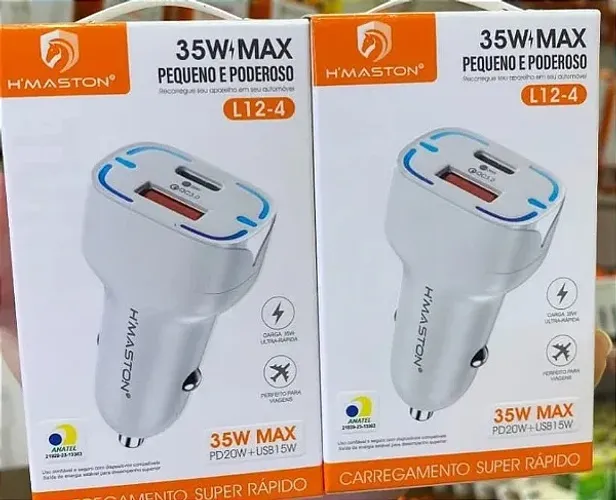 Fonte Carregador Veicular P/ Celular - USB e USB-C