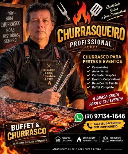 CHURRASQUEIRO E COZINHEIRO PARA EVENTOS!