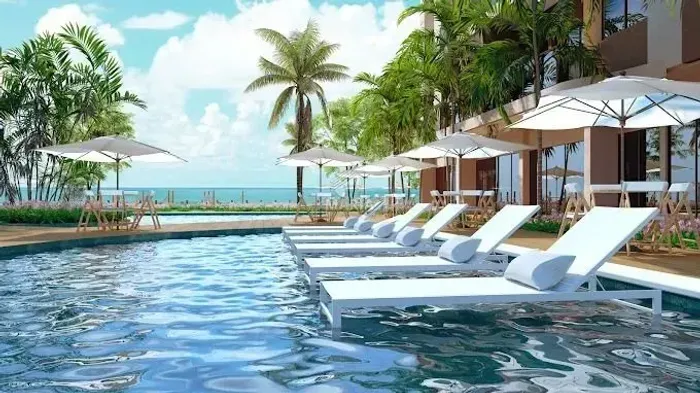 Apartamentos em condomínio de frente para o mar à venda em Maria Farinha, Paulista/PE!