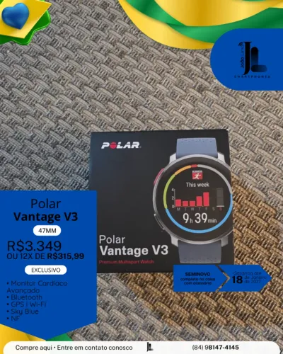 RELÓGIO MONITOR, POLAR VANTAGE V3, 47MM, SEMINOVO NA GARANTIA, EXCLUSIVO!