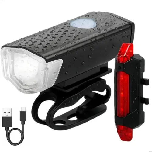 Kit Lanterna Para Bicicleta Recarregável, Conjunto de Luzes Led Para Bike Resistente a Águ