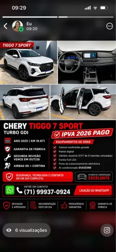 Chery Tiggo 7 Sport 1.5 Turbo Flex 16V Aut. 2025